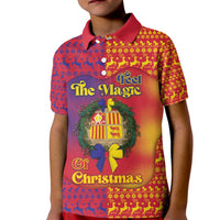 Andorra Christmas Kid Polo Shirt Coat Of Arms With Wreath Xmas - Wonder Print Shop