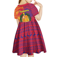 Andorra Christmas Kid Short Sleeve Dress Coat Of Arms With Wreath Xmas - Wonder Print Shop