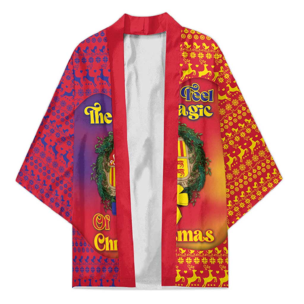 Andorra Christmas Kimono Coat Of Arms With Wreath Xmas - Wonder Print Shop