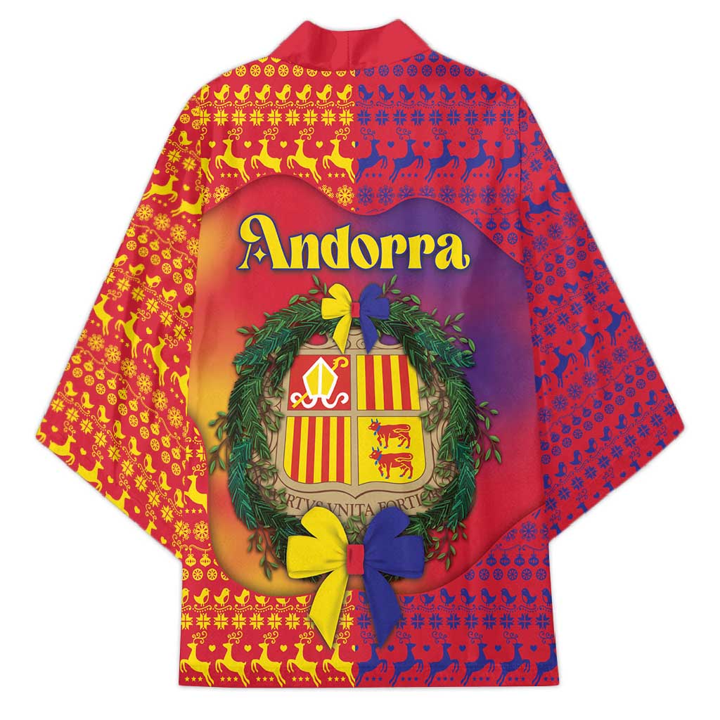 Andorra Christmas Kimono Coat Of Arms With Wreath Xmas - Wonder Print Shop