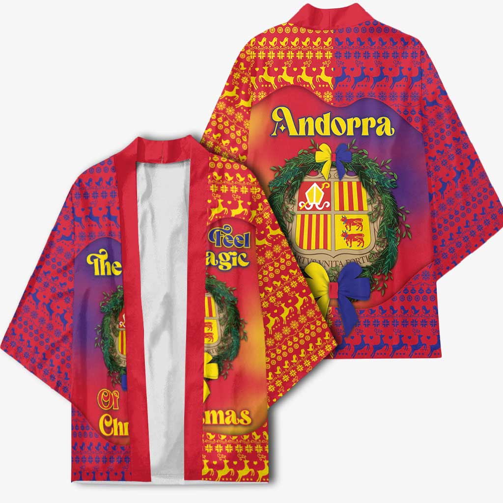 Andorra Christmas Kimono Coat Of Arms With Wreath Xmas - Wonder Print Shop