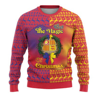 Andorra Christmas Ugly Christmas Sweater Coat Of Arms With Wreath Xmas - Wonder Print Shop