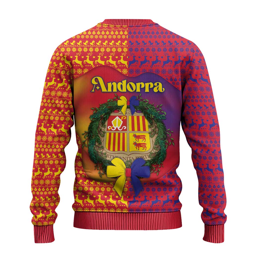 Andorra Christmas Ugly Christmas Sweater Coat Of Arms With Wreath Xmas - Wonder Print Shop