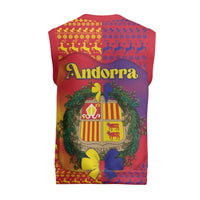 Andorra Christmas Knitted V-Neck Vest Coat Of Arms With Wreath Xmas - Wonder Print Shop