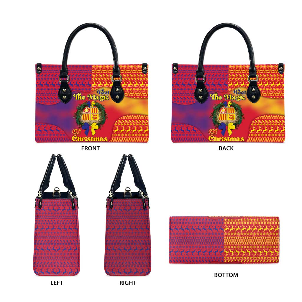 Andorra Christmas Leather Bag Coat Of Arms With Wreath Xmas - Wonder Print Shop