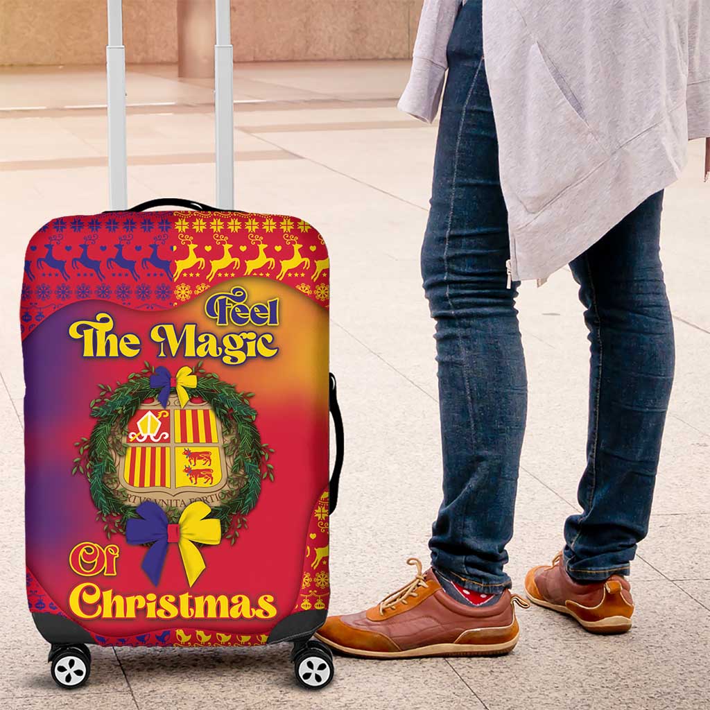 Andorra Christmas Luggage Cover Coat Of Arms With Wreath Xmas - Wonder Print Shop