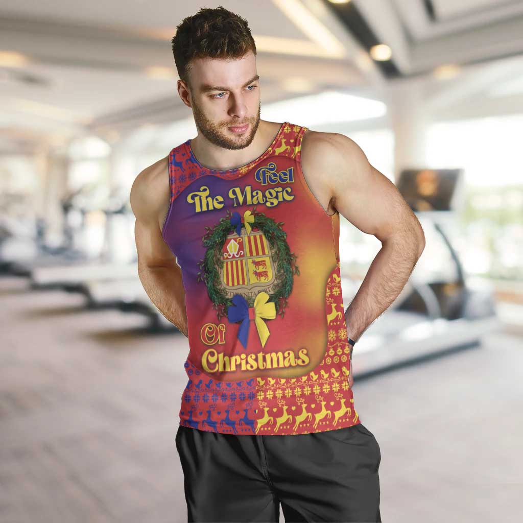Andorra Christmas Men Tank Top Coat Of Arms With Wreath Xmas - Wonder Print Shop