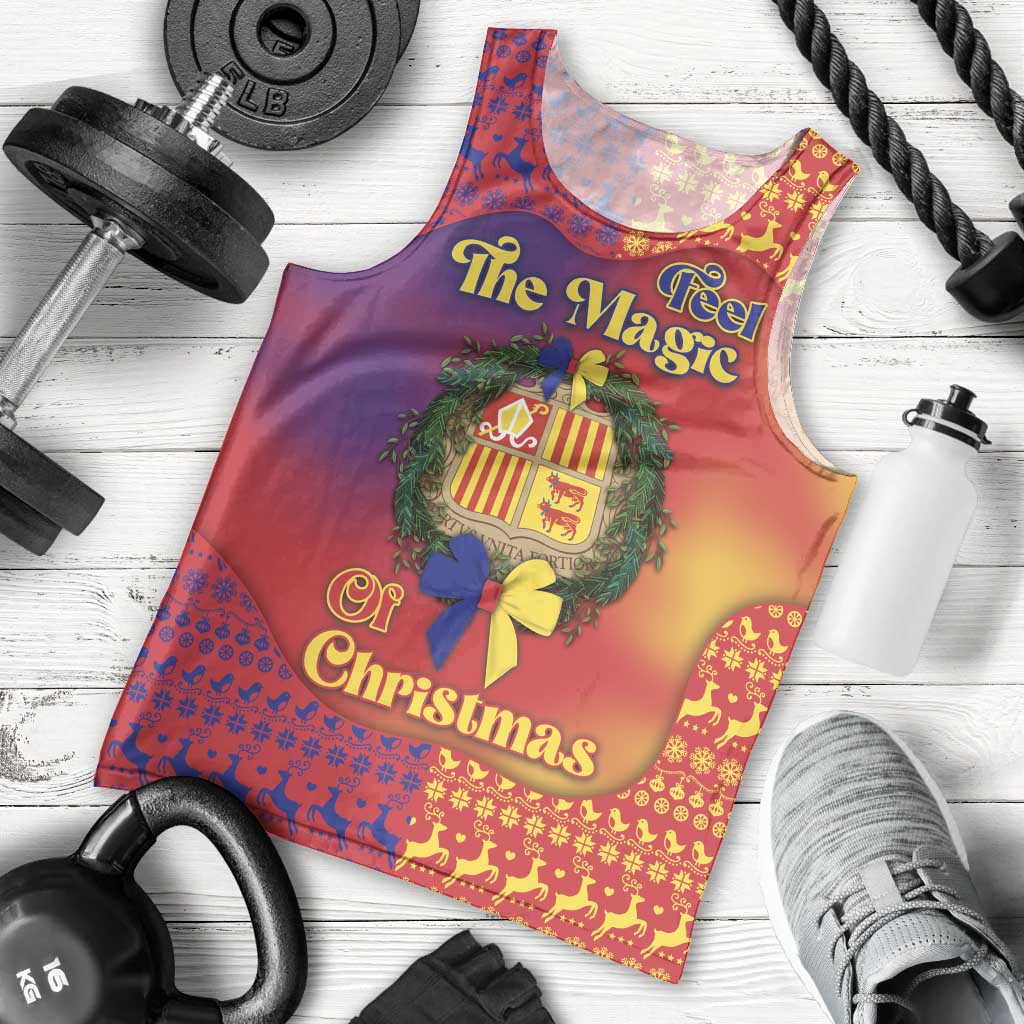 Andorra Christmas Men Tank Top Coat Of Arms With Wreath Xmas - Wonder Print Shop