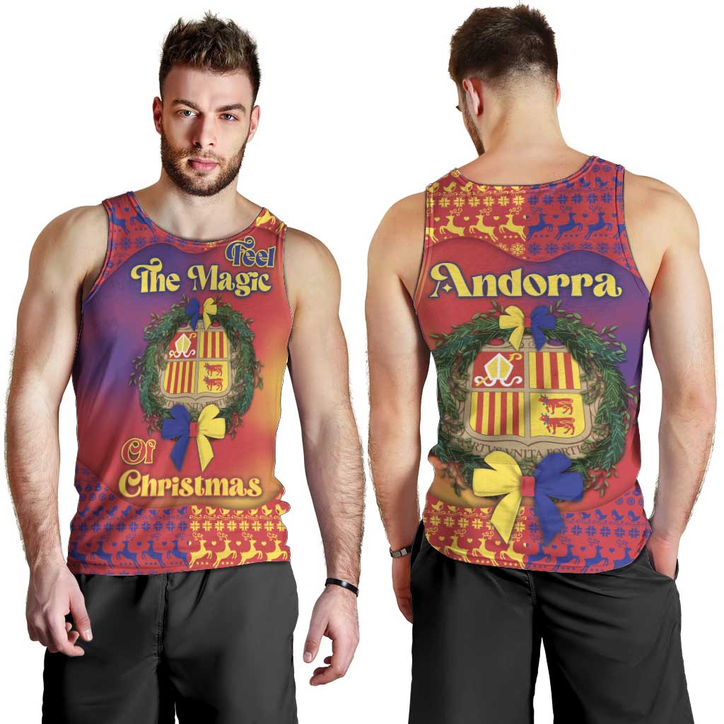 Andorra Christmas Men Tank Top Coat Of Arms With Wreath Xmas - Wonder Print Shop