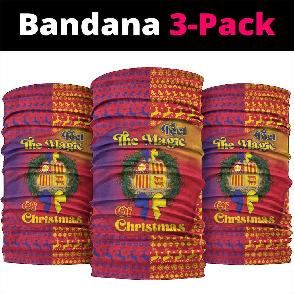 Andorra Christmas Neck Gaiter Coat Of Arms With Wreath Xmas - Wonder Print Shop