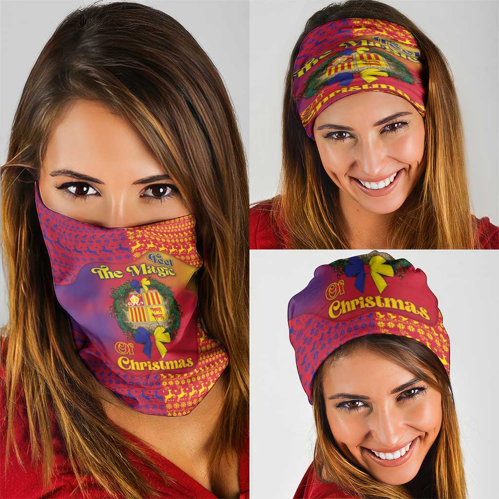 Andorra Christmas Neck Gaiter Coat Of Arms With Wreath Xmas - Wonder Print Shop