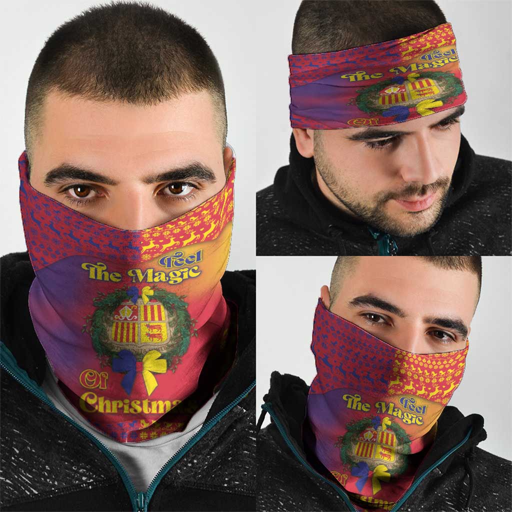 Andorra Christmas Neck Gaiter Coat Of Arms With Wreath Xmas - Wonder Print Shop