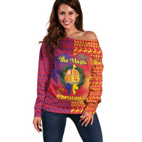 Andorra Christmas Off Shoulder Sweater Coat Of Arms With Wreath Xmas - Wonder Print Shop