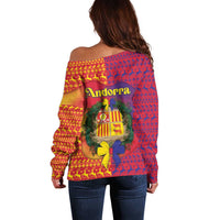 Andorra Christmas Off Shoulder Sweater Coat Of Arms With Wreath Xmas - Wonder Print Shop