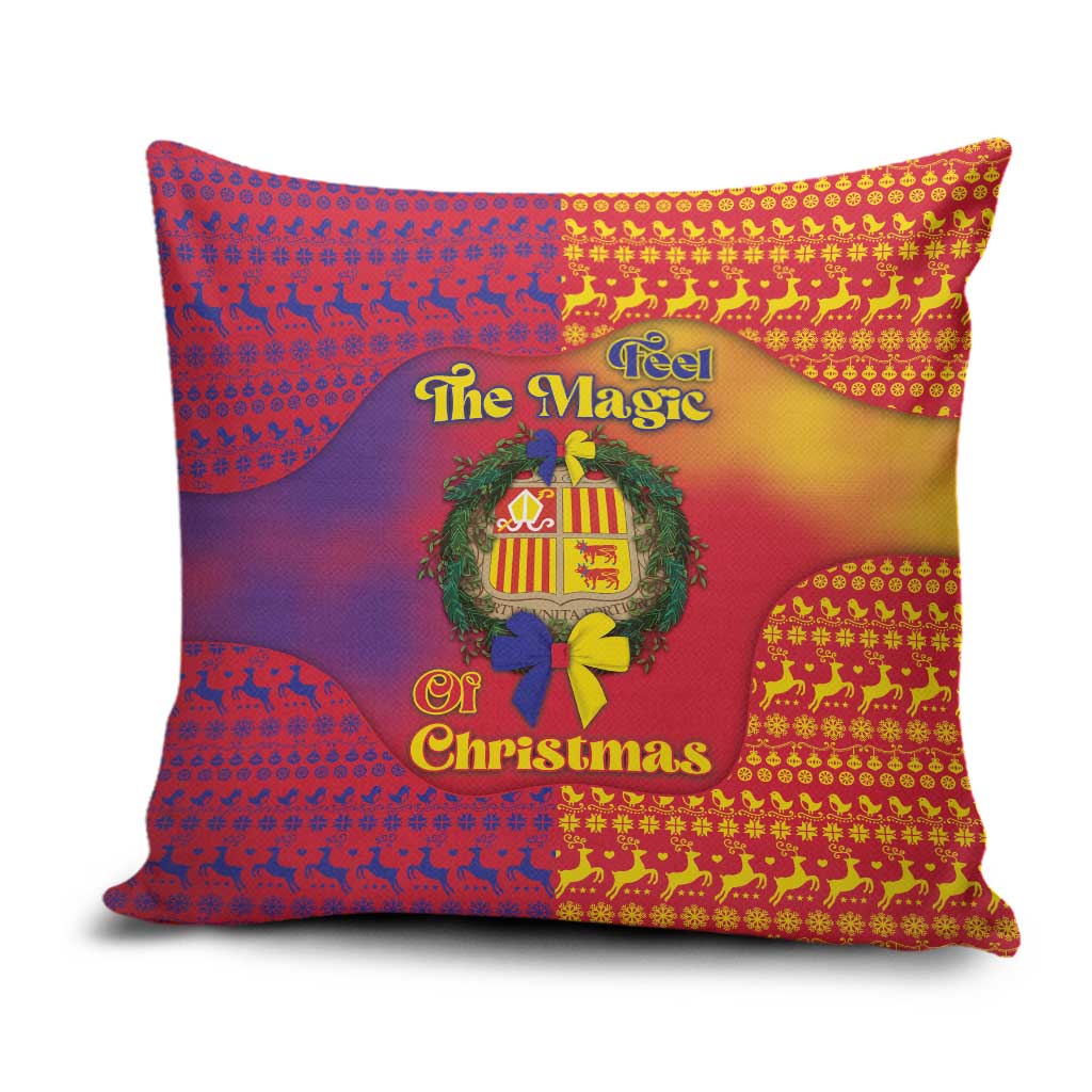 Andorra Christmas Pillow Cover Coat Of Arms With Wreath Xmas - Wonder Print Shop