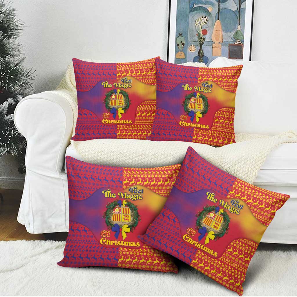 Andorra Christmas Pillow Cover Coat Of Arms With Wreath Xmas - Wonder Print Shop