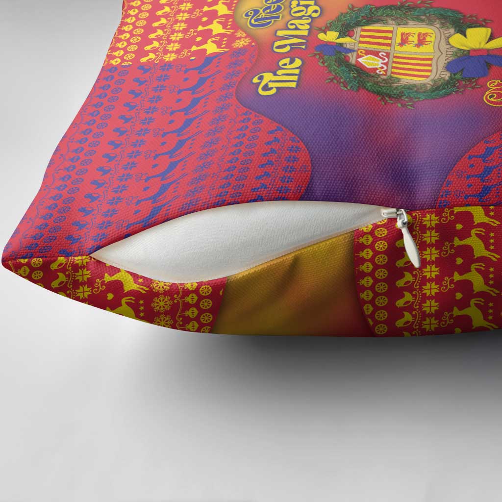 Andorra Christmas Pillow Cover Coat Of Arms With Wreath Xmas - Wonder Print Shop