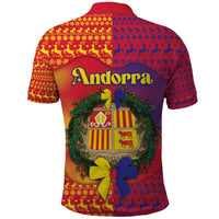 Andorra Christmas Polo Shirt Coat Of Arms With Wreath Xmas - Wonder Print Shop