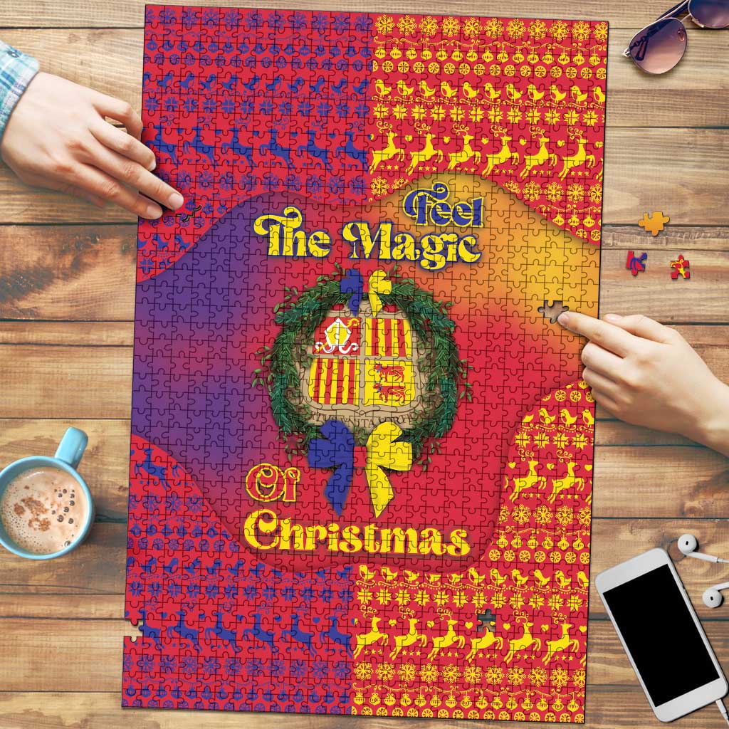Andorra Christmas Puzzle Coat Of Arms With Wreath Xmas - Wonder Print Shop