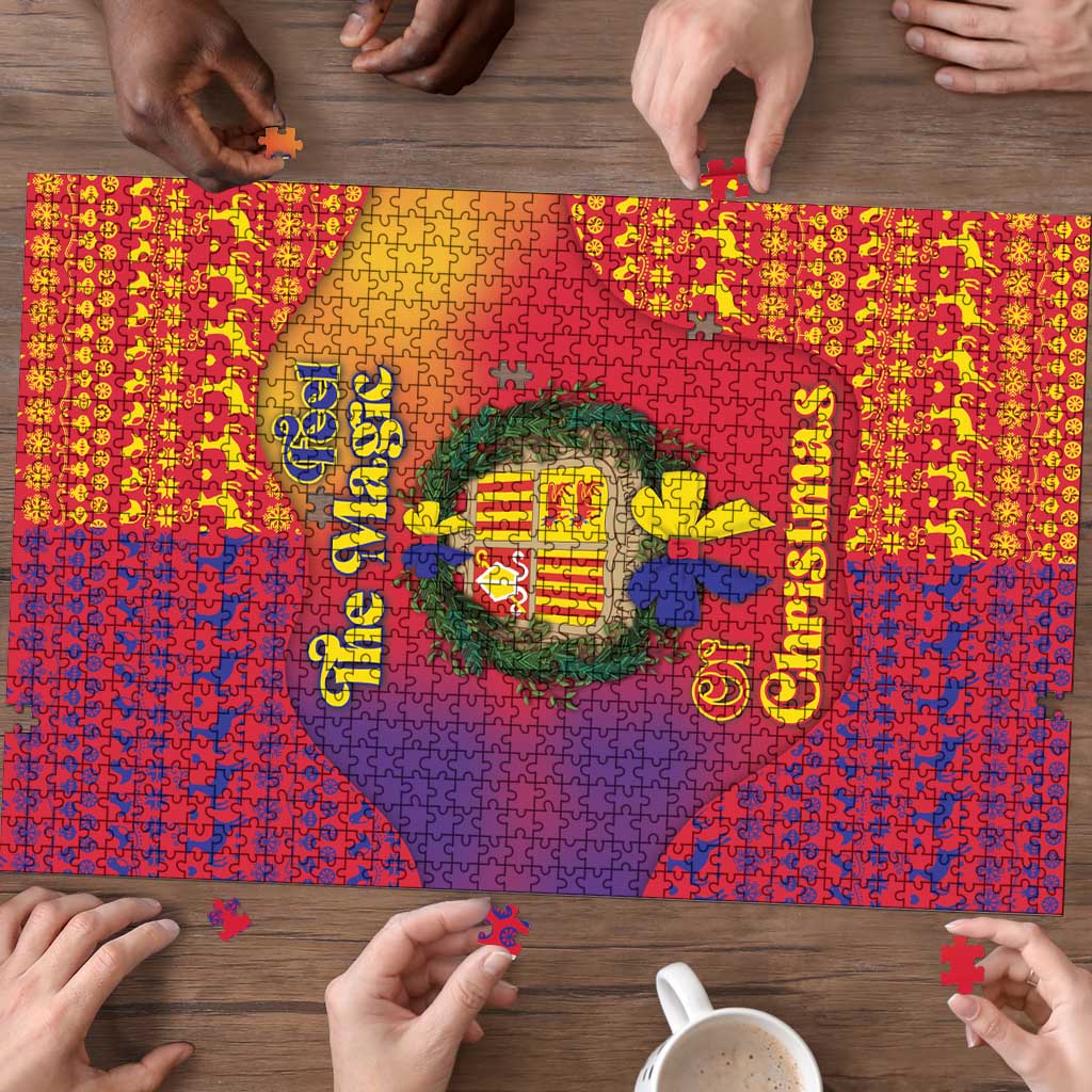 Andorra Christmas Puzzle Coat Of Arms With Wreath Xmas - Wonder Print Shop