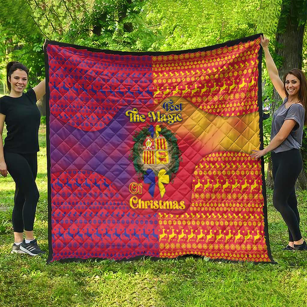 Andorra Christmas Quilt Coat Of Arms With Wreath Xmas - Wonder Print Shop