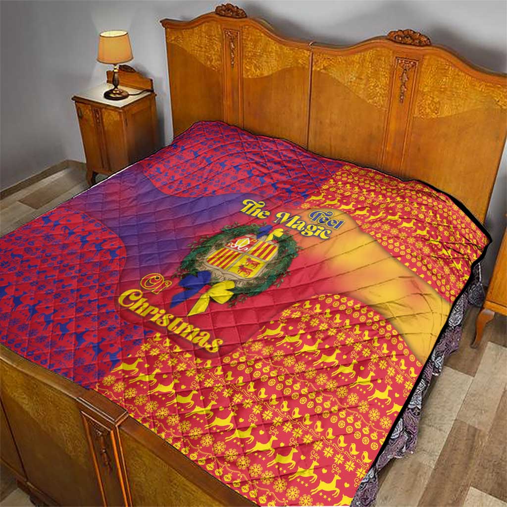 Andorra Christmas Quilt Coat Of Arms With Wreath Xmas - Wonder Print Shop