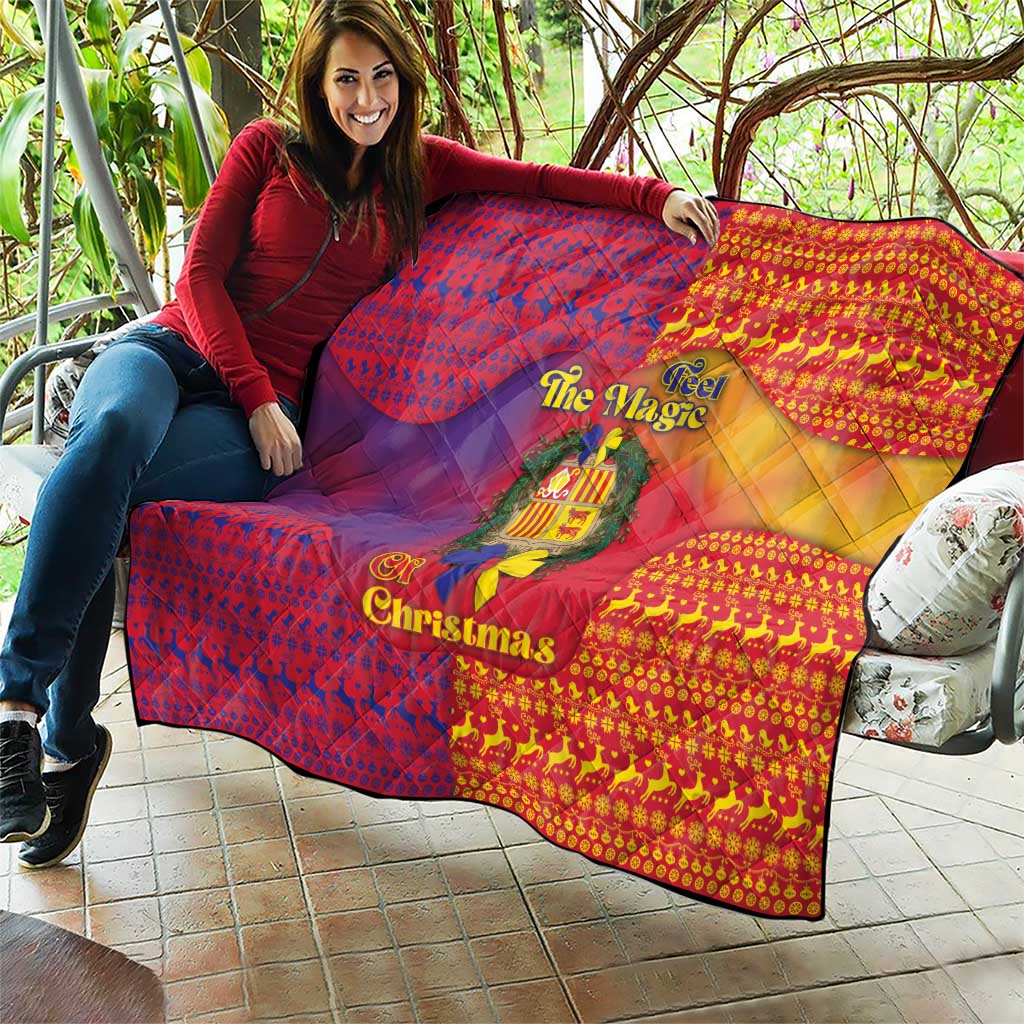 Andorra Christmas Quilt Coat Of Arms With Wreath Xmas - Wonder Print Shop