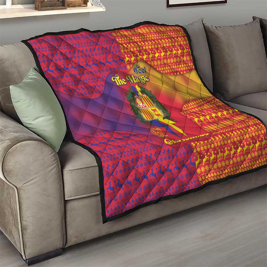 Andorra Christmas Quilt Coat Of Arms With Wreath Xmas - Wonder Print Shop