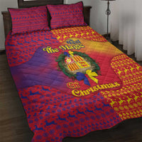 Andorra Christmas Quilt Bed Set Coat Of Arms With Wreath Xmas - Wonder Print Shop