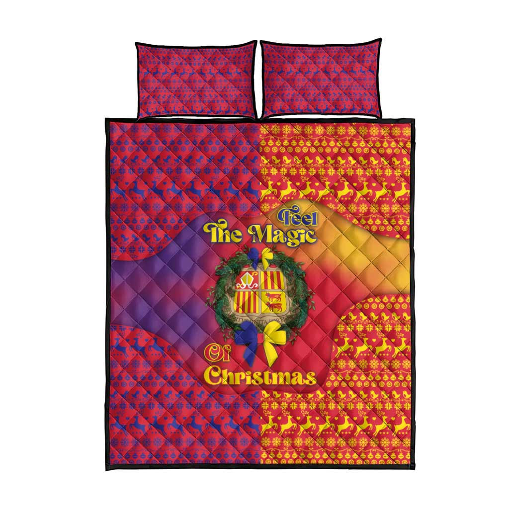 Andorra Christmas Quilt Bed Set Coat Of Arms With Wreath Xmas - Wonder Print Shop