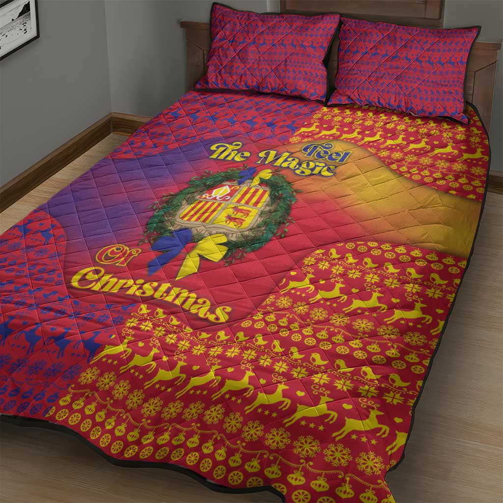 Andorra Christmas Quilt Bed Set Coat Of Arms With Wreath Xmas - Wonder Print Shop