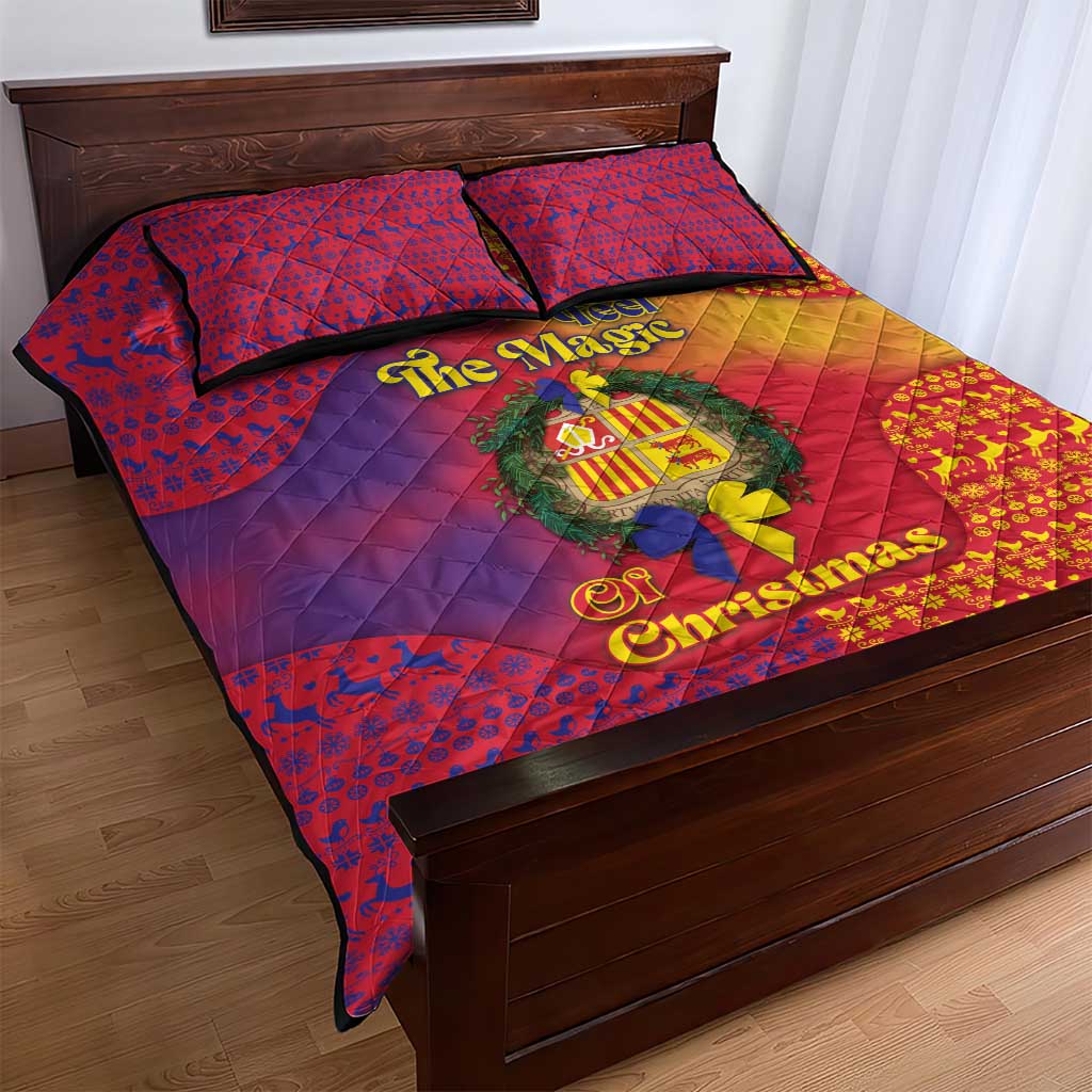 Andorra Christmas Quilt Bed Set Coat Of Arms With Wreath Xmas - Wonder Print Shop