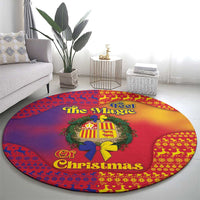 Andorra Christmas Round Carpet Coat Of Arms With Wreath Xmas - Wonder Print Shop