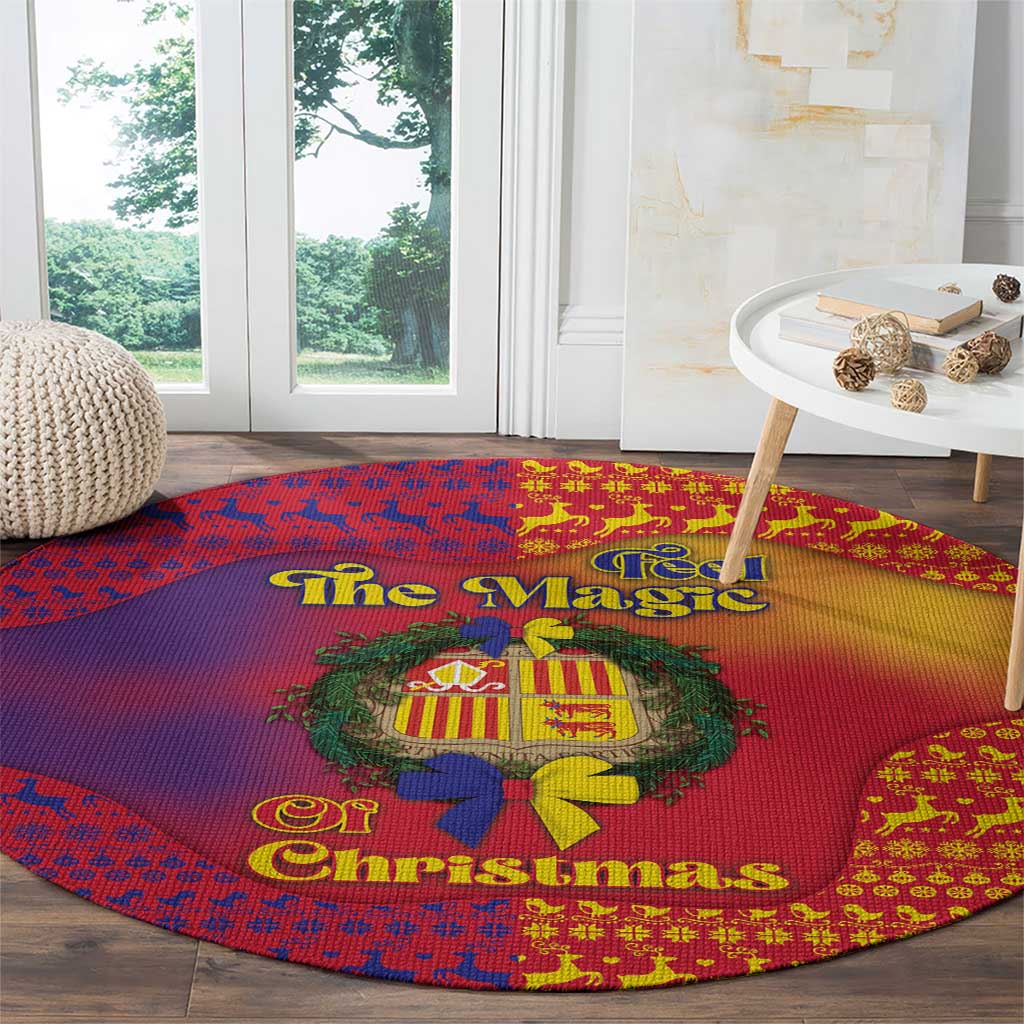 Andorra Christmas Round Carpet Coat Of Arms With Wreath Xmas - Wonder Print Shop