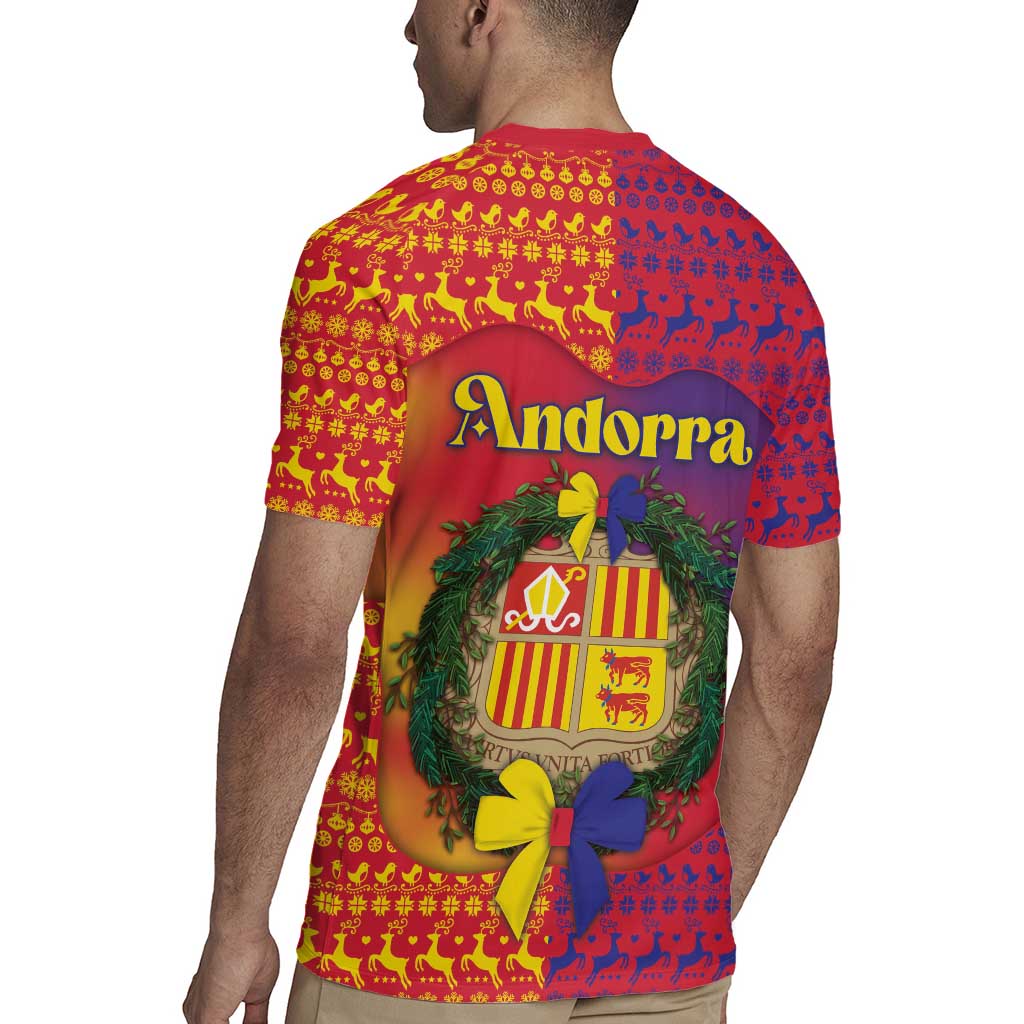 Andorra Christmas Rugby Jersey Coat Of Arms With Wreath Xmas - Wonder Print Shop