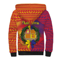 Andorra Christmas Sherpa Hoodie Coat Of Arms With Wreath Xmas - Wonder Print Shop