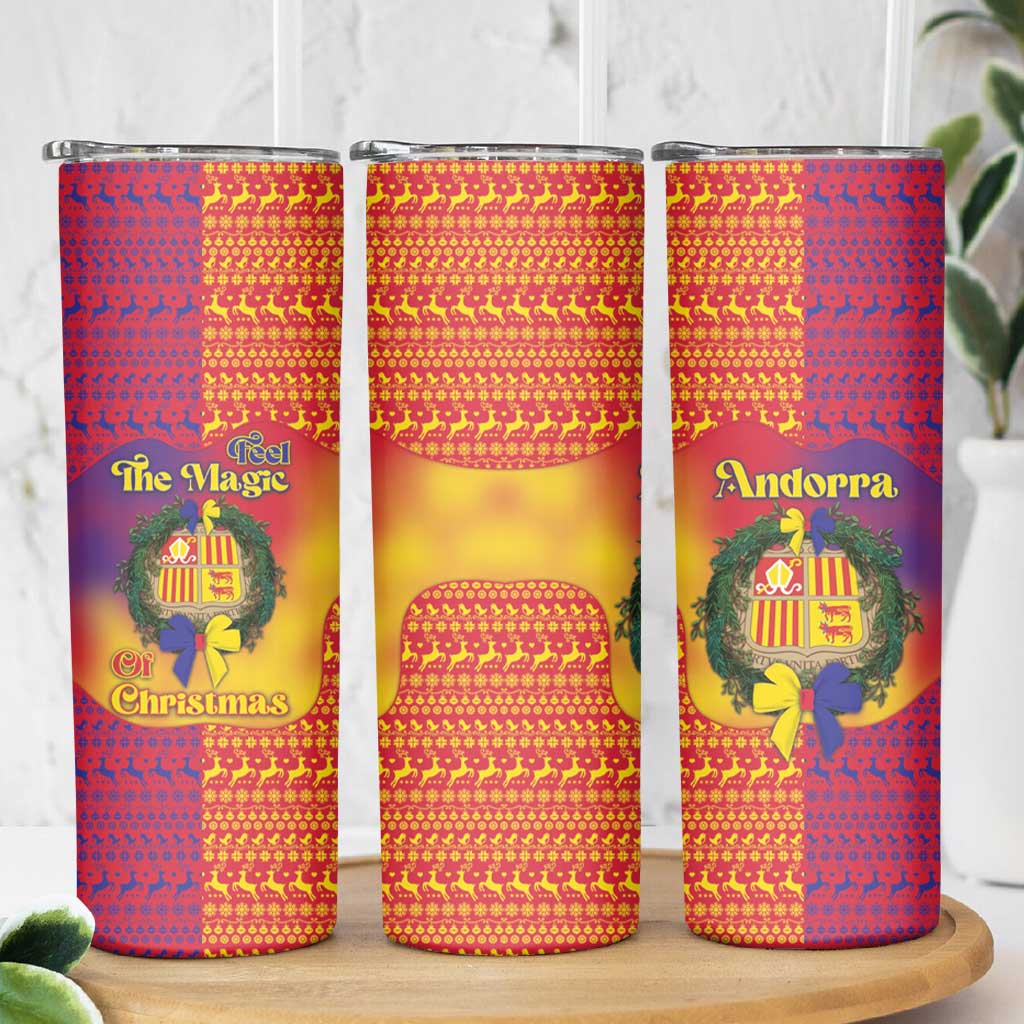 Andorra Christmas Skinny Tumbler Coat Of Arms With Wreath Xmas - Wonder Print Shop