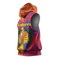 Andorra Christmas Sleeveless Hoodie Coat Of Arms With Wreath Xmas - Wonder Print Shop