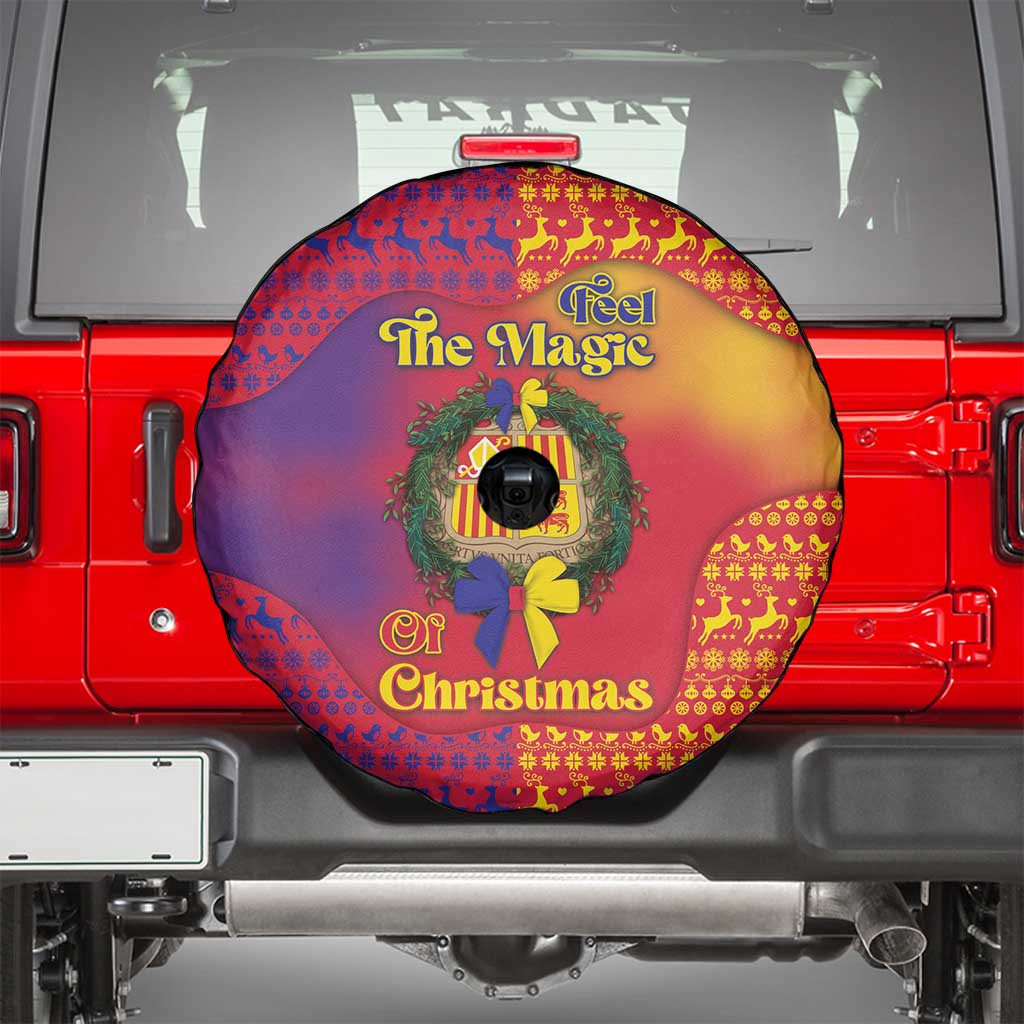 Andorra Christmas Spare Tire Cover Coat Of Arms With Wreath Xmas - Wonder Print Shop
