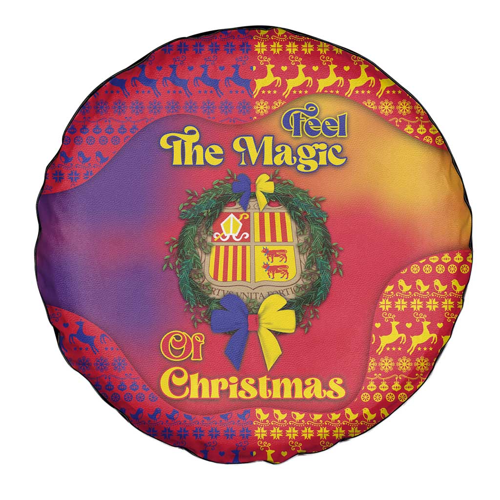 Andorra Christmas Spare Tire Cover Coat Of Arms With Wreath Xmas - Wonder Print Shop