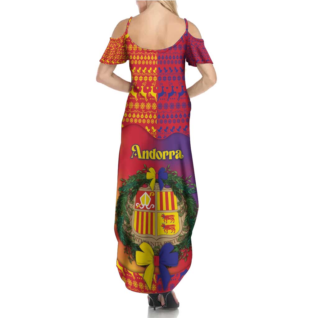 Andorra Christmas Summer Maxi Dress Coat Of Arms With Wreath Xmas - Wonder Print Shop