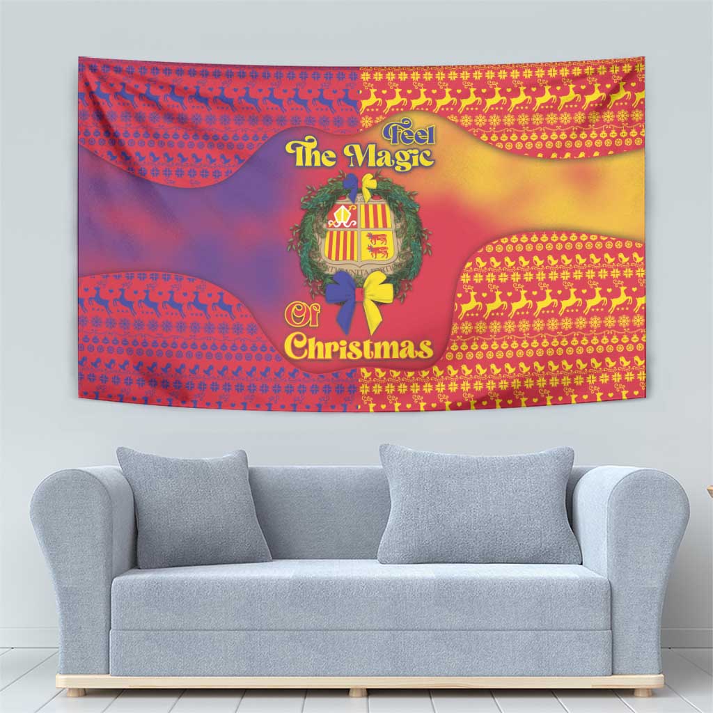 Andorra Christmas Tapestry Coat Of Arms With Wreath Xmas - Wonder Print Shop