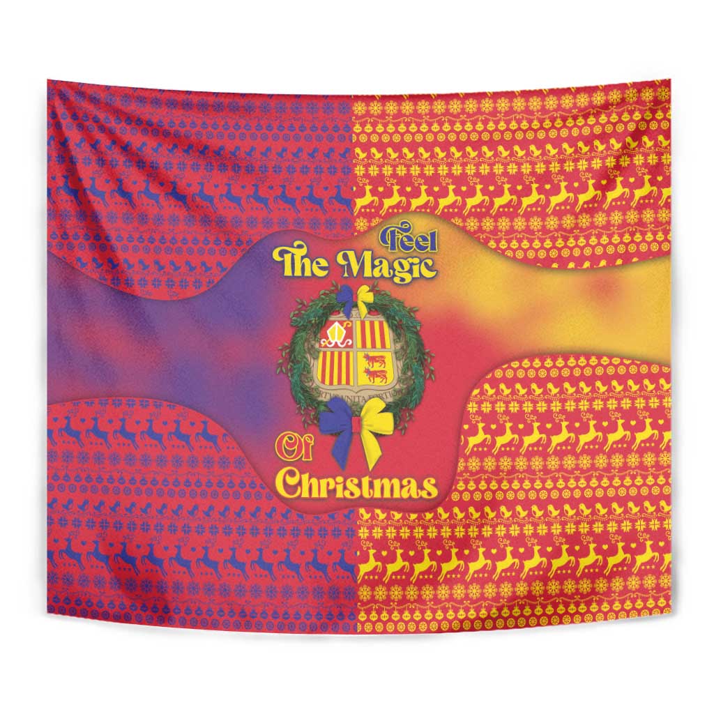 Andorra Christmas Tapestry Coat Of Arms With Wreath Xmas - Wonder Print Shop