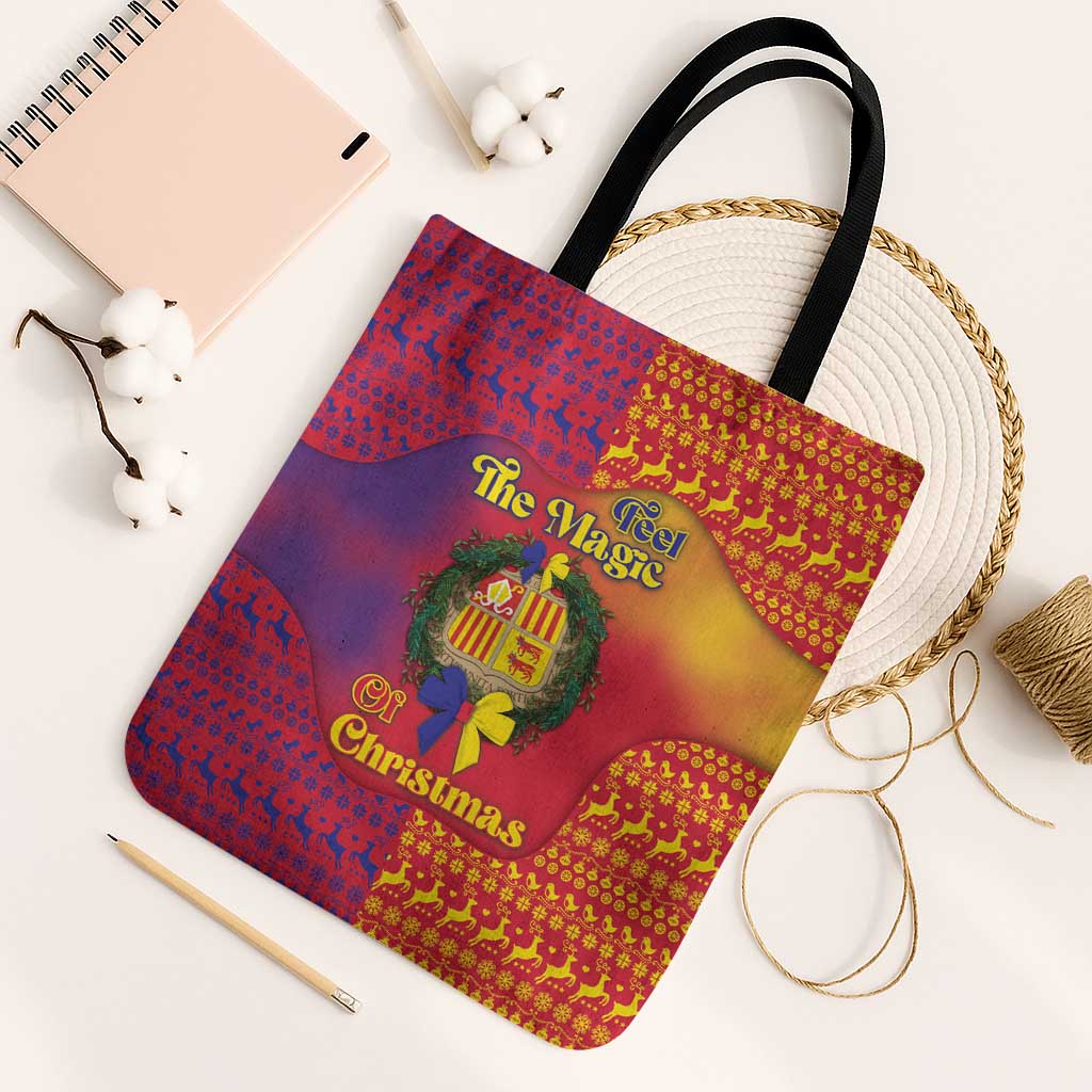Andorra Christmas Tote Bag Coat Of Arms With Wreath Xmas - Wonder Print Shop