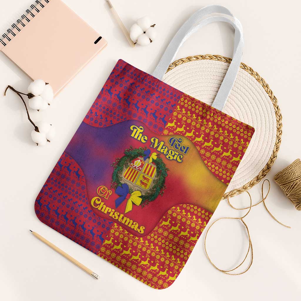 Andorra Christmas Tote Bag Coat Of Arms With Wreath Xmas - Wonder Print Shop