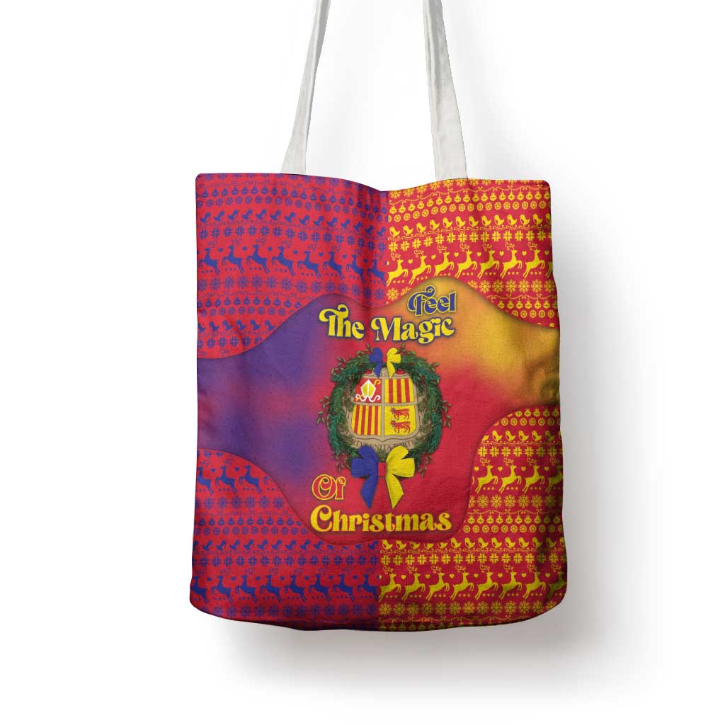 Andorra Christmas Tote Bag Coat Of Arms With Wreath Xmas - Wonder Print Shop