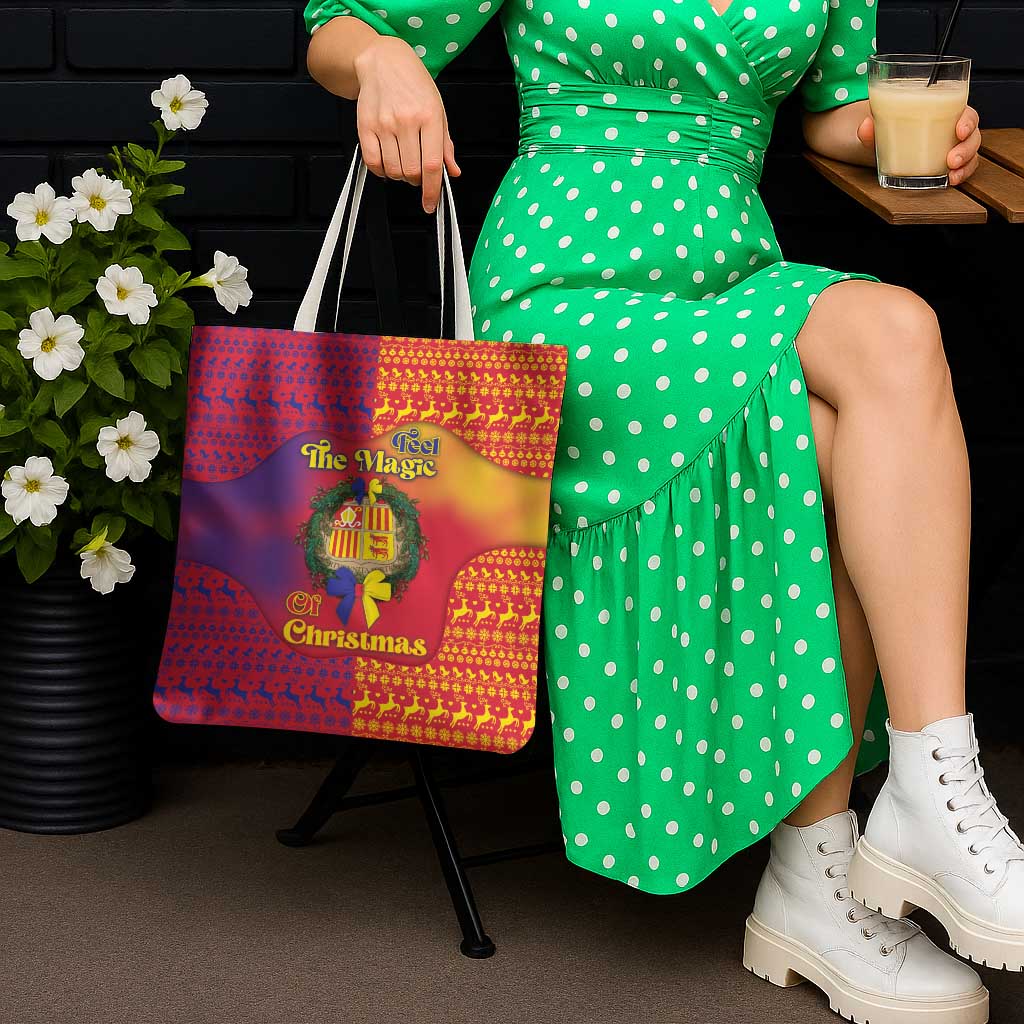 Andorra Christmas Tote Bag Coat Of Arms With Wreath Xmas - Wonder Print Shop