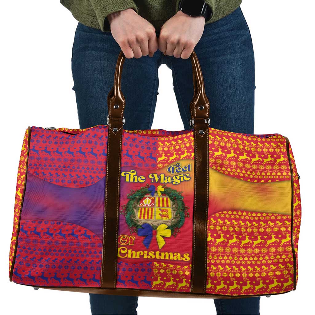 Andorra Christmas Travel Bag Coat Of Arms With Wreath Xmas - Wonder Print Shop