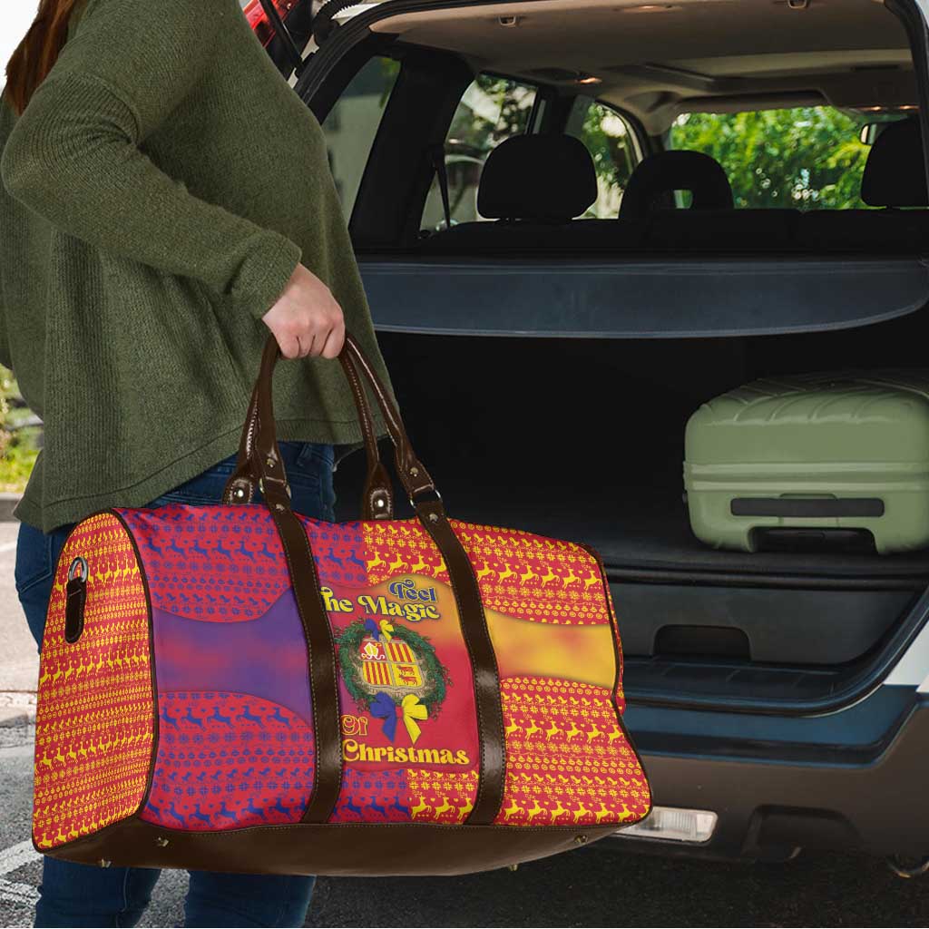 Andorra Christmas Travel Bag Coat Of Arms With Wreath Xmas - Wonder Print Shop