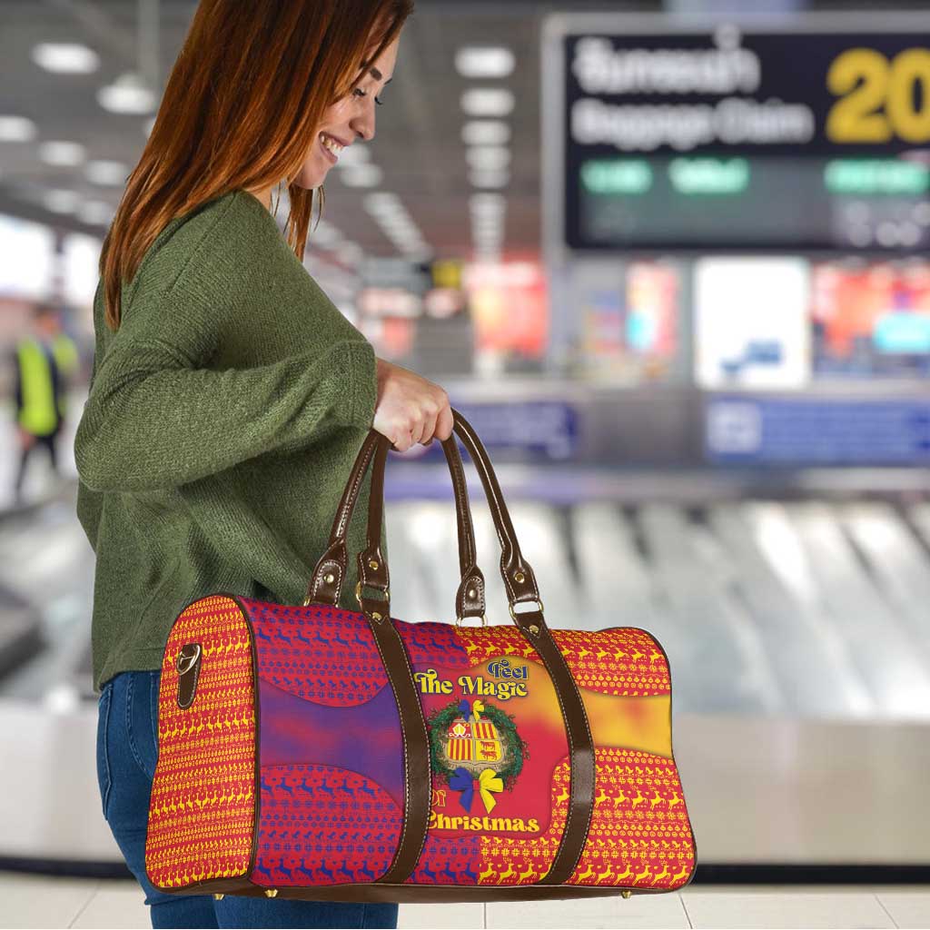 Andorra Christmas Travel Bag Coat Of Arms With Wreath Xmas - Wonder Print Shop